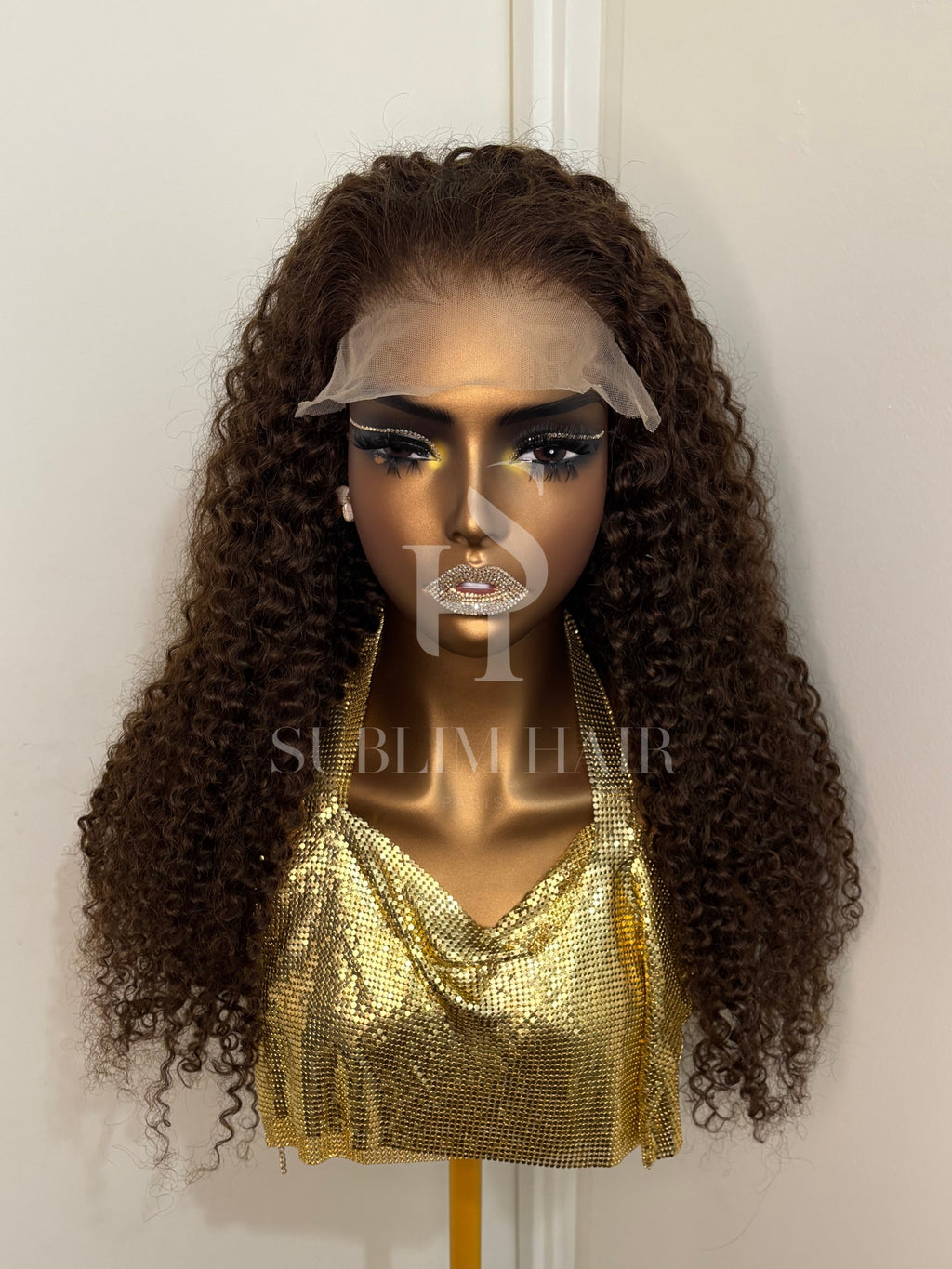 Cocoa Dream – Jerry Curl Marron Foncé – Perruque Glueless Lace 5x5 Transparente – Densité 250% – Cheveux Humains Indiens